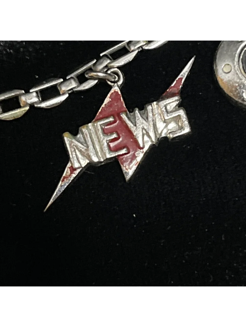 Silver Tone Drama Comedy Radio Music Themed Charm Bracelet Six  Charms Vintage